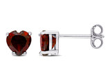 1.50 Carat (ctw) Garnet Heart Stud Earrings in Sterling Silver